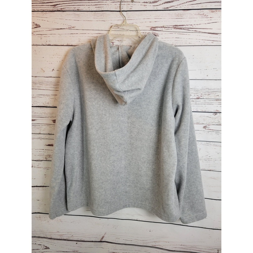 Essentials by Maggie Penguin Fleece Hoodie Cardigan Holiday Winter Gray XL Women - Picture 2 of 12
